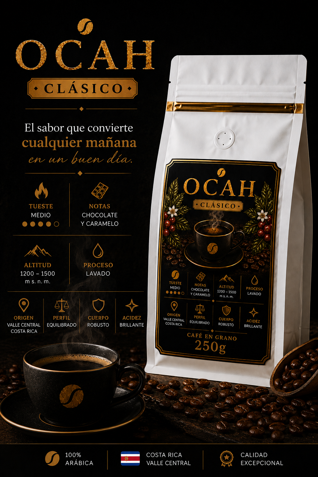 Taza de café Clásico OCAH 80 de GrupoBerith, con diseño elegante y tamaño ideal para disfrutar del buen café.