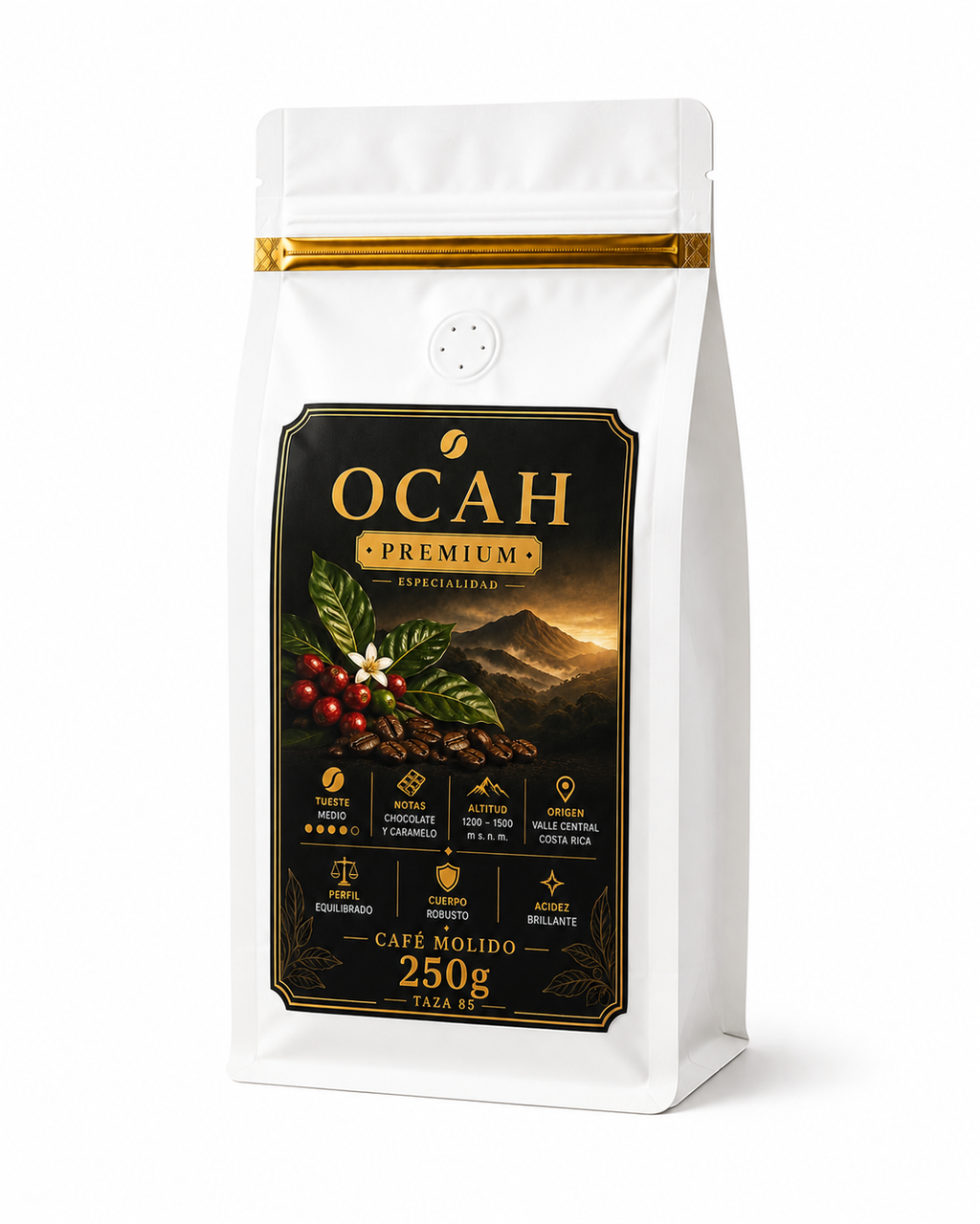 Paquete de café premium GrupoBerith con miel y Geisha, presentación en paquete especial de alta gama.