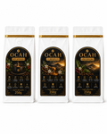 Pack de café OCAH de GrupoBerith con variedades Clásico, Premium y Miel, en fondo blanco.
