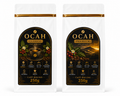 Paquete de café OCAH Clásico y Premium de GrupoBerith, con granos de café en fondo blanco, ideal para amantes del café.