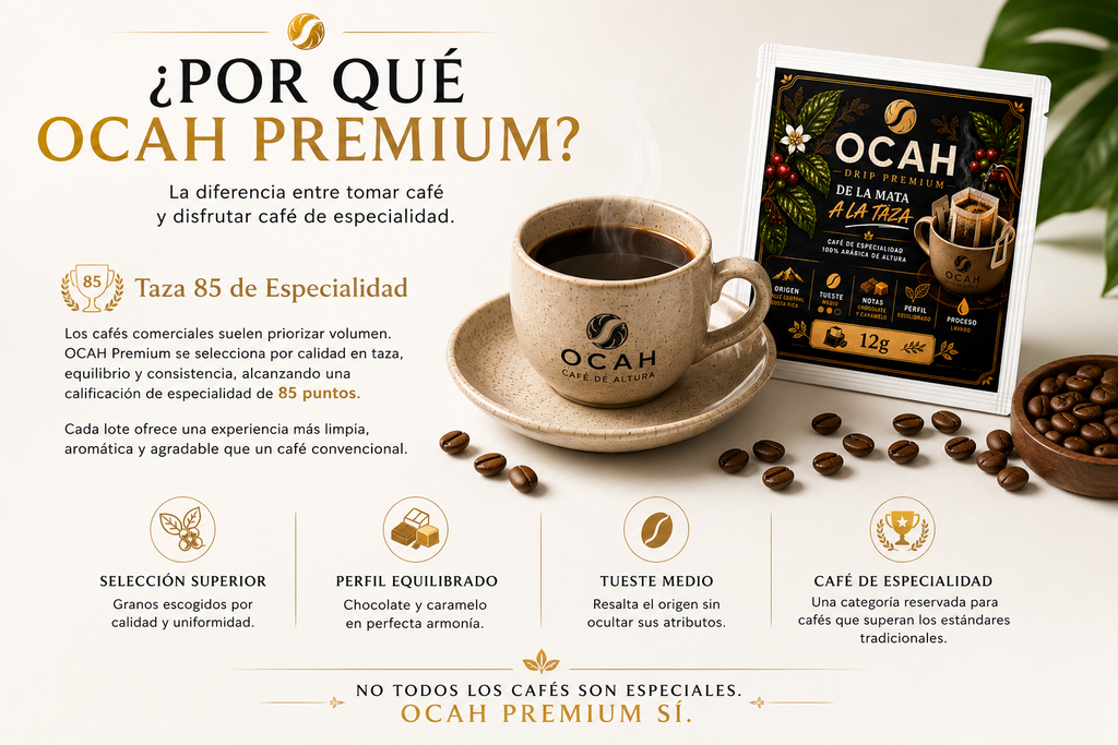 Pack de 12 cápsulas de café OCAH-Geisha de GrupoBerith para oficina, con diseño de drip premium para café corporativo.